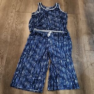Layla Navy & White Womens Pajamas Lpunge Pants Sz XXL